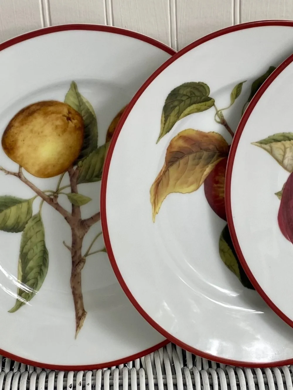 Williams-Sonoma Ceramic Plates. Fruit Designs on Salad, Fruit, Dessert Dishes